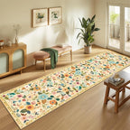 Floral Washable 2x10 Area Rugs Runner Entryway Hallway Ivory/Yellow | Flower - Image 2