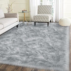 Latepis Gray Rugs for Living Room 5x6.7 Fluffy Shag Rug Washable Faux Fur Fuzzy - Image 7