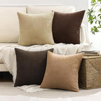 MIULEE Fall Corduroy Decorative Throw Pillow Covers Dark Brown 18x18 | Set of 4 - Image 5