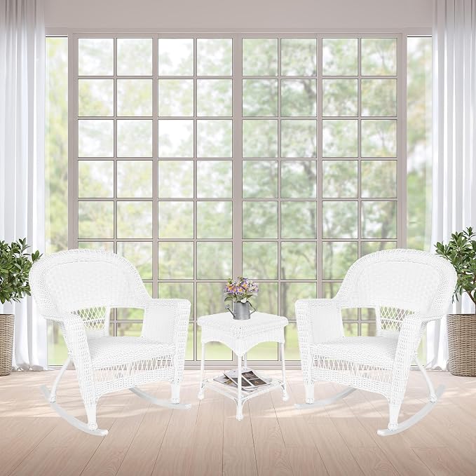Jeco 3 Piece Rocker Wicker Chair Set - Image 10