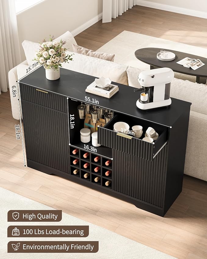 55" Fluted Wine Bar Cabinet - Image 2