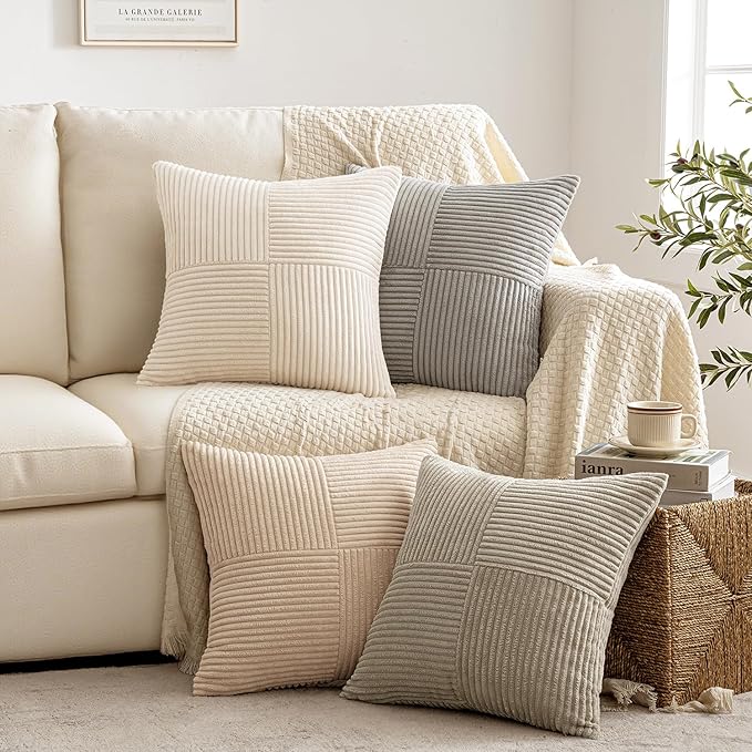 MIULEE Neutral Decorative Throw Pillow Covers 16x16 Inch Set of 4 by MIULEE