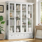 78" Large Storage Cabinet with Glass Doors, China Hutch, Farmhouse Kitchen by ukaocai