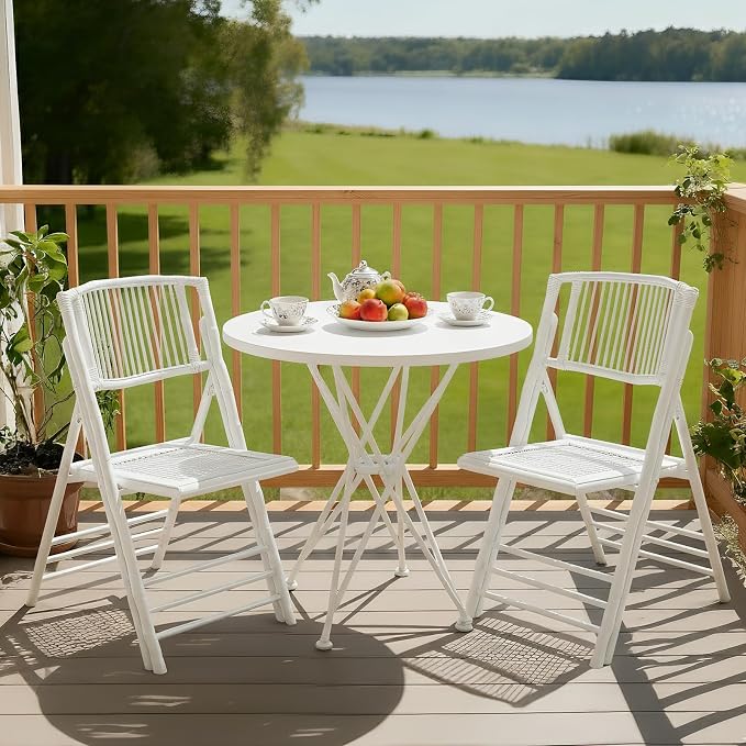 VINGLI Bamboo Folding Chair, Foldable Dining Wood Chairs Comfortable Seat - Image 9