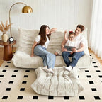 Bean Bag Ottoman, Memory Foam Lazy Bean Bag Sofa, Fireside Chair Foot Rest - Image 4