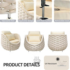 TWT 5-Piece Aluminum Patio Furniture Set, Olefin Armchairs - Image 3