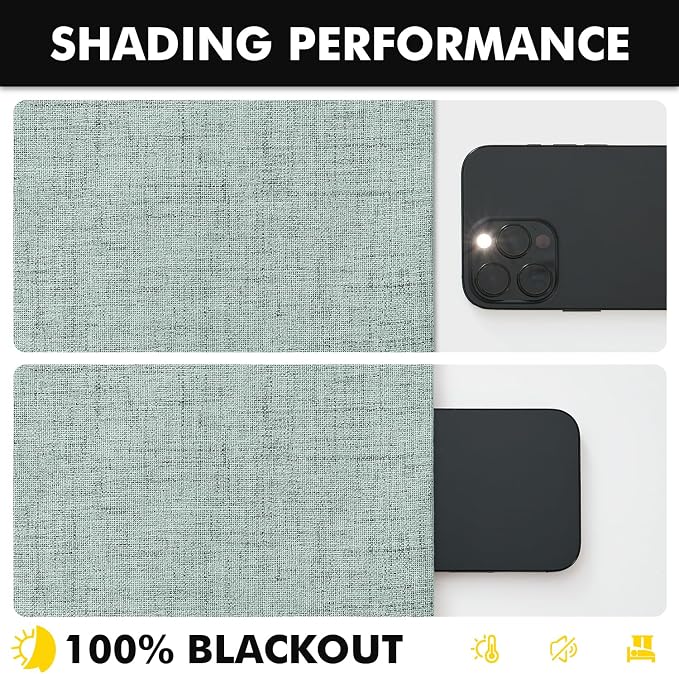 MIULEE 100% Blackout Linen Curtains 42 x 90 Inch Seafoam Green 2 Panels | - Image 7