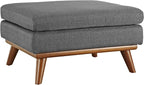 Modway Engage Mid-Century Modern Upholstered Fabric Ottoman in Gray by Modway