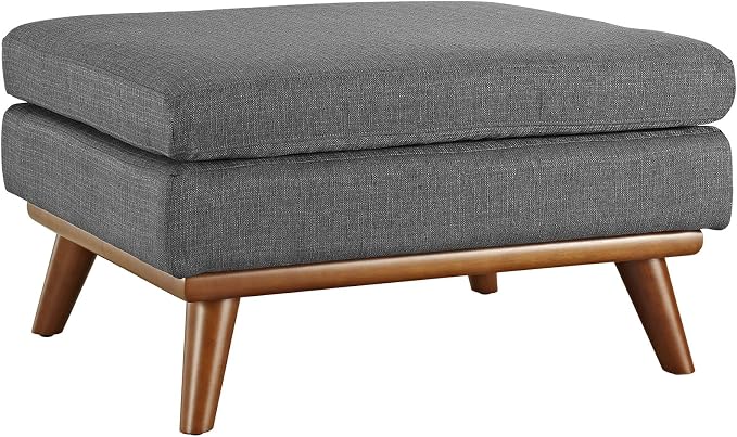 Modway Engage Mid-Century Modern Upholstered Fabric Ottoman in Gray by Modway
