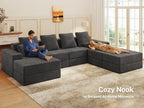 Living&Giving 128" U-Shaped Cloud Sectional Couch - Image 8
