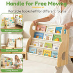 XiaZ Child Book Shelf Wooden Montessori Toddler Bookshelf Solid Pine B-Frame - Image 6