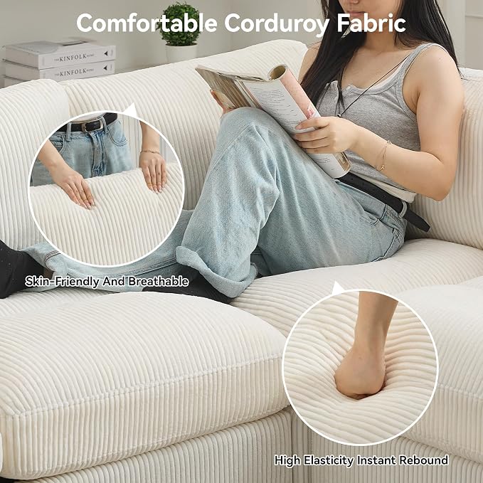 87'' V-Shaped Sectional Sofa Couch, 5-Seater Modular Couches - Image 4