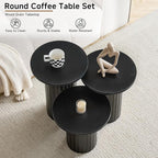 Round Nesting Coffee Table Set of 3 Mid Century Modern Wood Round Coffee Tables - Image 3