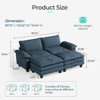 LINSY HOME 90" Modular Cloud Love Seat Sofa, Corduroy Soft Sectional Couch - Image 2