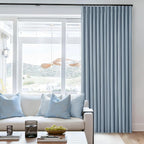 Dusty Blue 100% Blackout Linen 108 Inch Curtains - Image 7