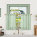 36 Inch Length Linen Semi Sheer Curtains by LAMIT