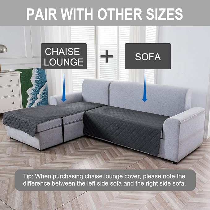 Genina L Shape Couch Cover, Sectional Couch Chaise Covers, Waterproof Washable - Image 2