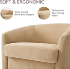 Swivel Barrel Accent Chair, Round Chenille Fabric Living Room Arm Chairs - Image 3