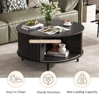 SULIVES Black Round Coffee Table - Image 3