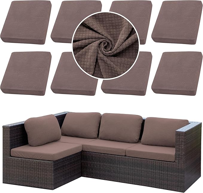 8PCS Patio Cushion Covers.Patio Furniture Couch SeatSlipcovers | Washable by SUKAIKEQA