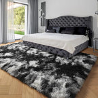 Black White Grey Bedroom Rugs 4x6 Ft, Soft Fuzzy Plush Indoor Floor Area Rug | - Image 4