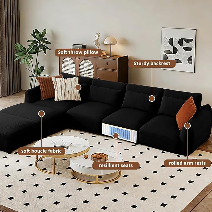 U Shaped Cloud Sectional, Convertible L Shaped Couch - Image 4