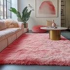 Blush Pink Fluffy Shag Area Rugs - Image 9