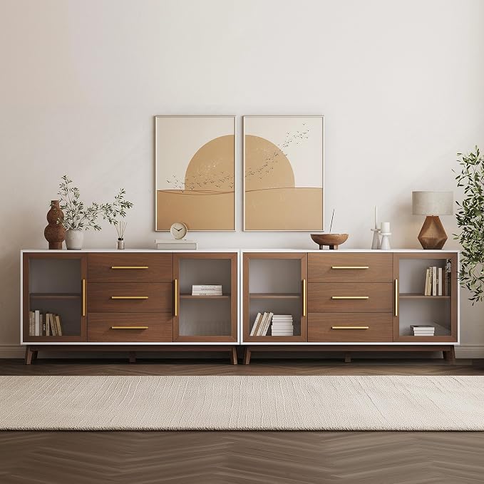 BELLEZE Set of 2 Sideboard Buffet, 60‘’ Console Table - Image 3