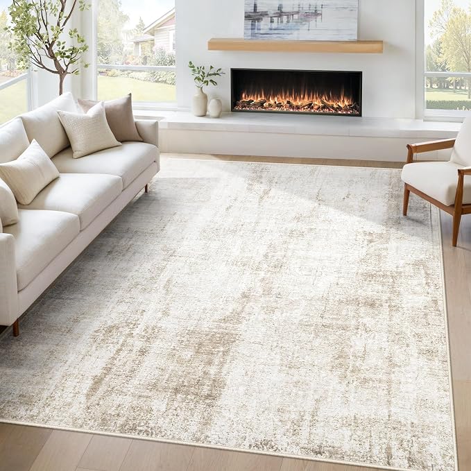 5x7 Area Rugs Washable Rug: Abstract Neutral Rugs Modern Non Slip Area Rug by MXSANYOORUG
