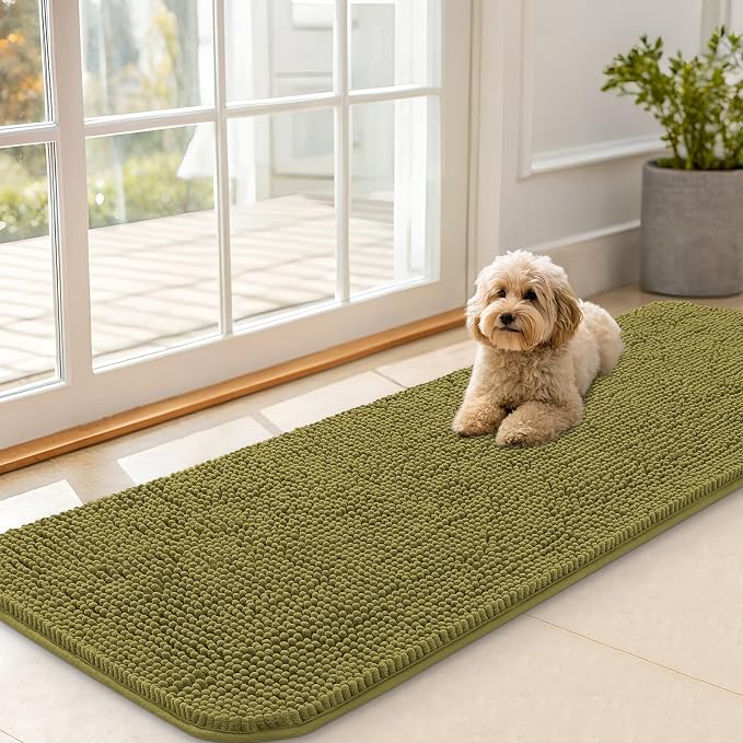 OLANLY Dog Door Mat for Muddy Paws 59x20, Super Absorbent Chenille Mud Mat | by OLANLY