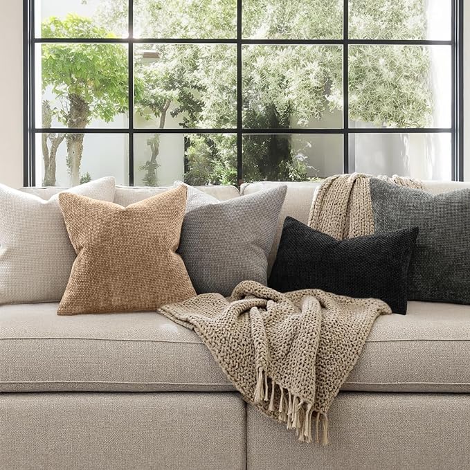 MIULEE Decorative Couch Throw Pillow Covers 20x20 Inch Khaki Camel 2 Pack | - Image 5