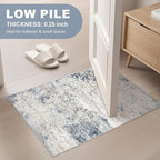 DMOYEST 2x3 Entryway Area Rug Washable Abstract Beige Blue Small Carpet | - Image 4