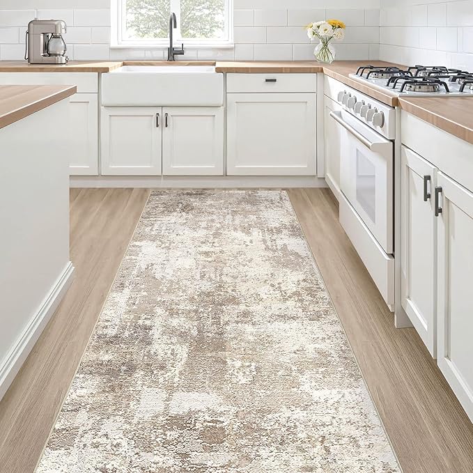 LOONGRUG Runner Rug 2x6 Washable Non-Slip Kitchen Neutral Modern Rug | Abstract by LOONGRUG