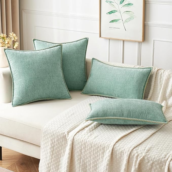 MIULEE Decorative Couch Throw Pillow Covers 20x20 Inch Aqua Green 2 Pack | - Image 5
