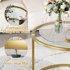 aboxoo Nesting Coffee Table Set of 2, Small Round Glass Nesting Tables - Image 8