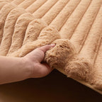 Coffee Rabbit Striped Plush Rug 2'x6', Fluffy Faux Fur Shaggy Area Rug - Image 4