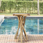 Greenage Teak Branch Coffee Table 15.7"x15.7"x27.6" Wooden Live Edge Side Table - Image 6