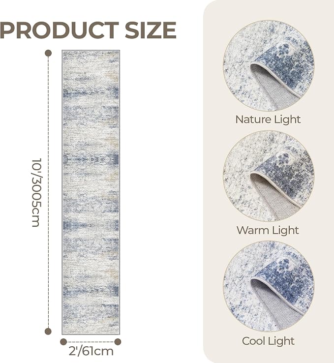 2x10 Runner Rug Non Slip, Washable Hallway Runner Rug, Laundry Room, Soft - Image 2