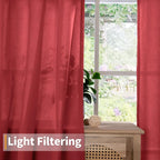 YoungsTex Red Linen Curtains 63 Inch Length - Image 3