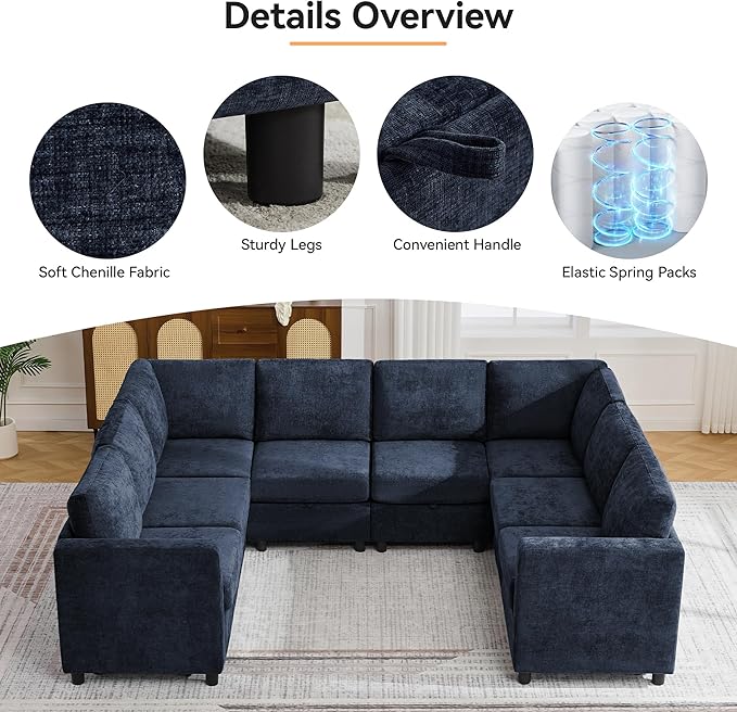 104'' U Shaped Modular Sofa, Sectional Couches - Image 5
