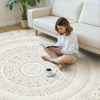 cotiled 8x8 Round Rug 8ft Circle Living Room Boho Area Rugs | Washable Foldable - Image 5