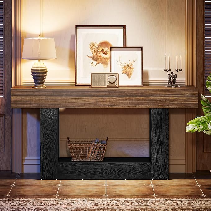 Tribesigns 63" Console Table, Farmhouse 2-Tier Entryway Table - Image 4