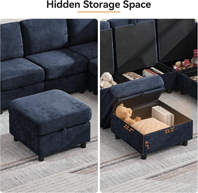 104'' U Shaped Modular Sofa, Sectional Couches - Image 7