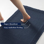 RESARE Waffle Bathroom Runner Rugs, Non Slip Boho Bath Mat 24"x48" Navy | Long - Image 3