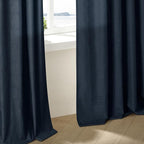 Pinch Pleated Extra Long Navy Linen Curtains 120 Inches Long | Farmhouse Modern - Image 8