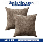 MIULEE Decorative Brown Euro Sham Pillow Covers 24x24 Inch 2 Pack | Modern Boho - Image 7