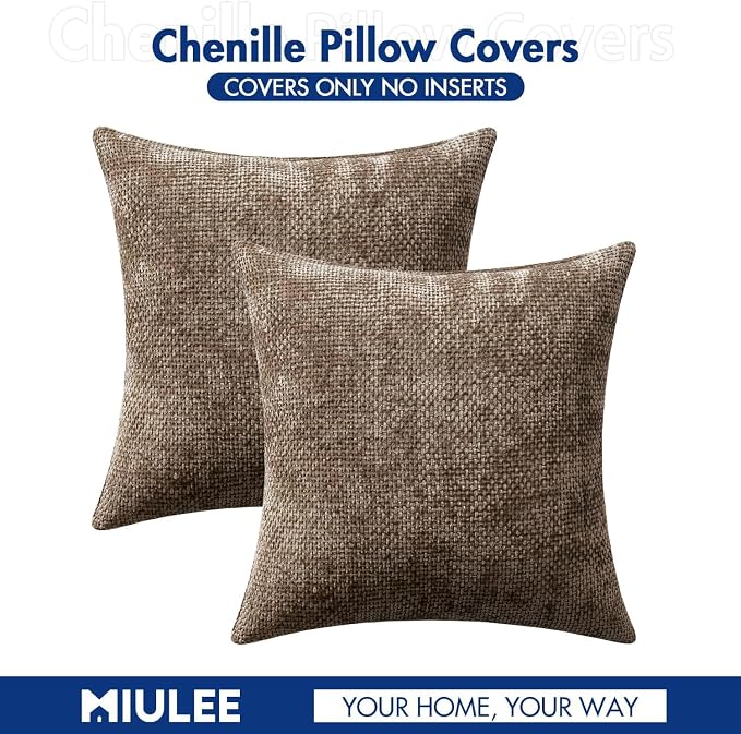 MIULEE Decorative Brown Euro Sham Pillow Covers 24x24 Inch 2 Pack | Modern Boho - Image 7