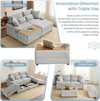 SUNWAVE 74" W Double Chaise Lounge Chair Indoor, Oversized Loveseat - Image 4