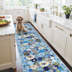 Blue Garden Floral Hallway Runner Rug 2x10 by WelcometoBabovid