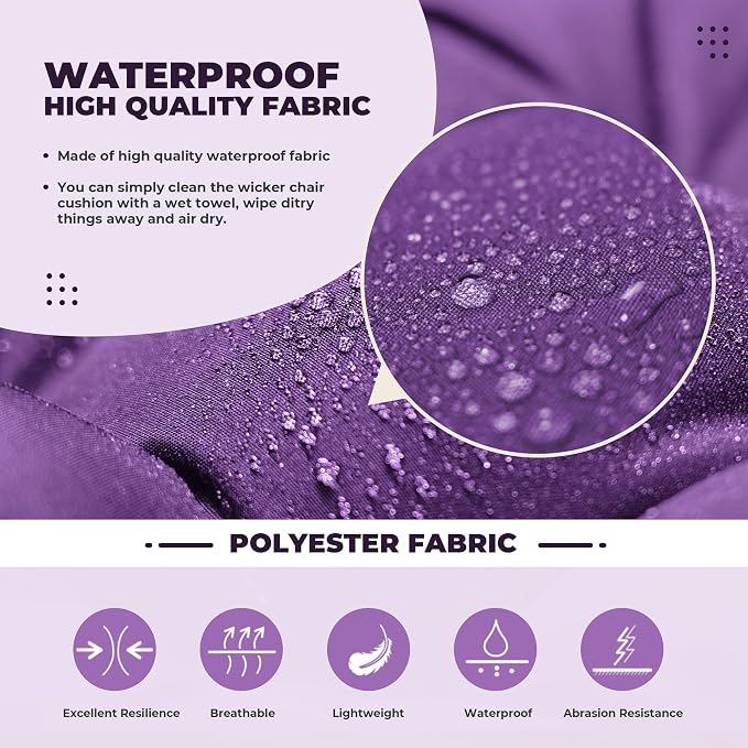 DANGHOOGY Wicker Chair Cushions, Waterproof Outdoor Loveseat Cushions - Image 4